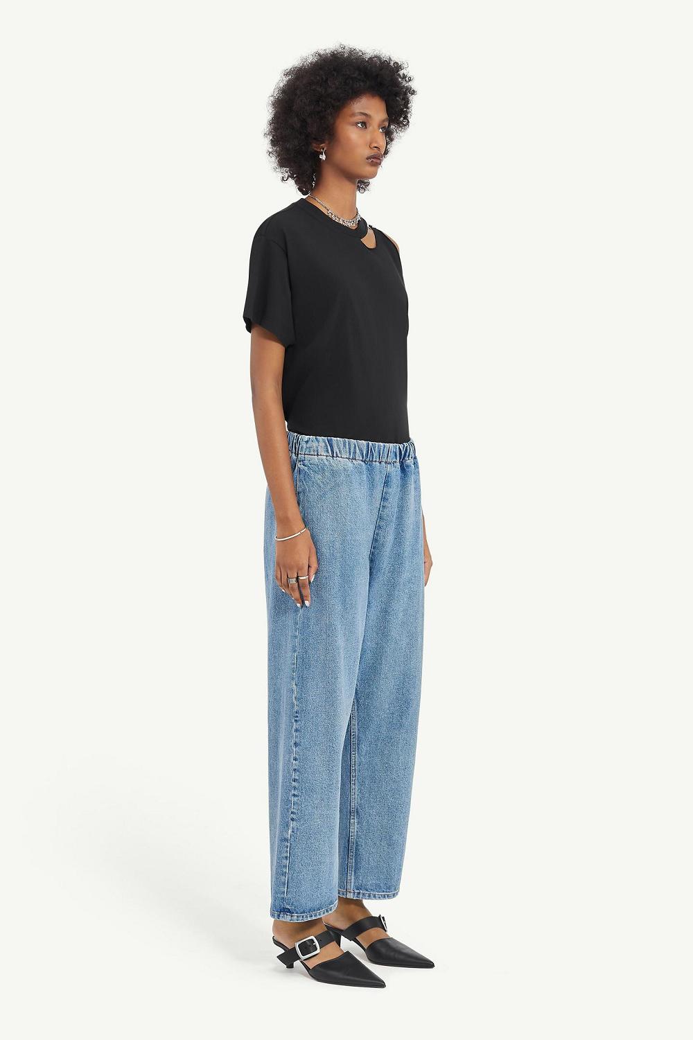 Maison Margiela Cropped Blue Denim Trousers Albastri | RO_MM79407