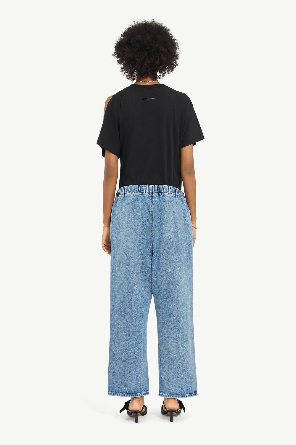 Maison Margiela Cropped Blue Denim Trousers Albastri | RO_MM79407