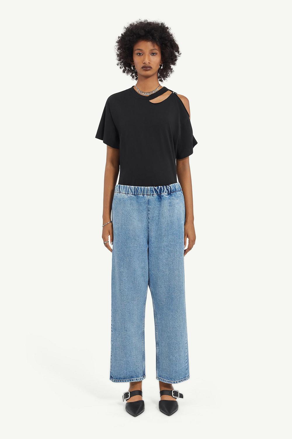 Maison Margiela Cropped Blue Denim Trousers Albastri | RO_MM79407